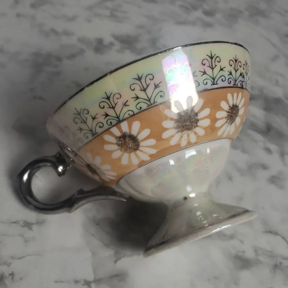 Vintage Lusterware Orange Pedestal Tea Cup